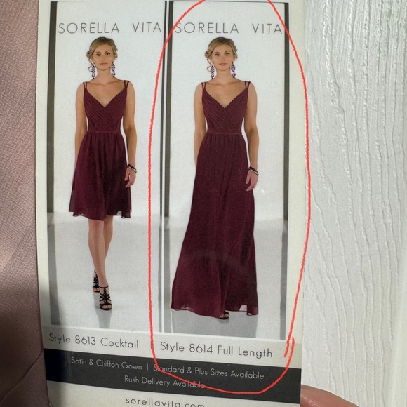 NWT Sorella Vita York Dress #8614 Full Length silk and satin Blush Size 12 - Picture 3 of 11